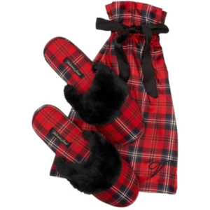 Victoria’s Secret Signature  Plaid Satin Slippers, size Large 9/10